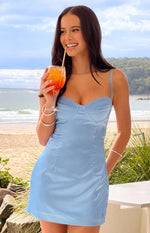 Trouble Light Blue Mini Dress