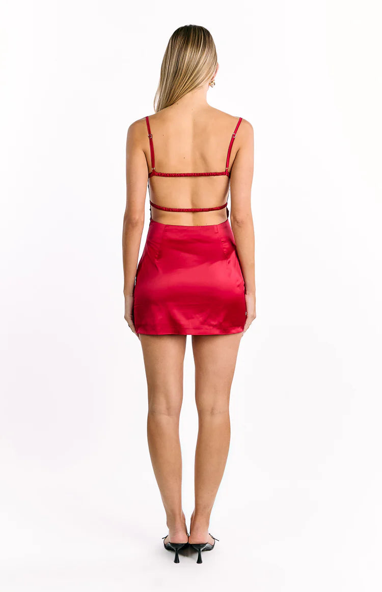 beginning boutique trouble mini dress Trouble Red Mini Dress - US 10