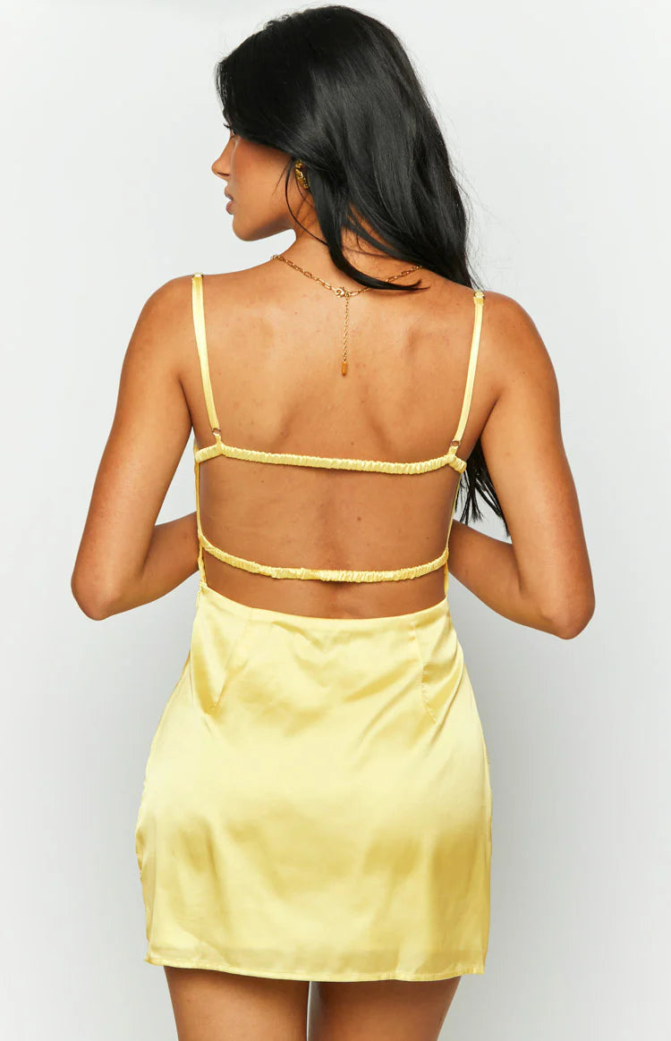 Trouble Yellow Mini Dress - US 8 | Beginning Boutique Exclusive Trouble Yellow Mini Dress - US 8 | Beginning Boutique Exclusive