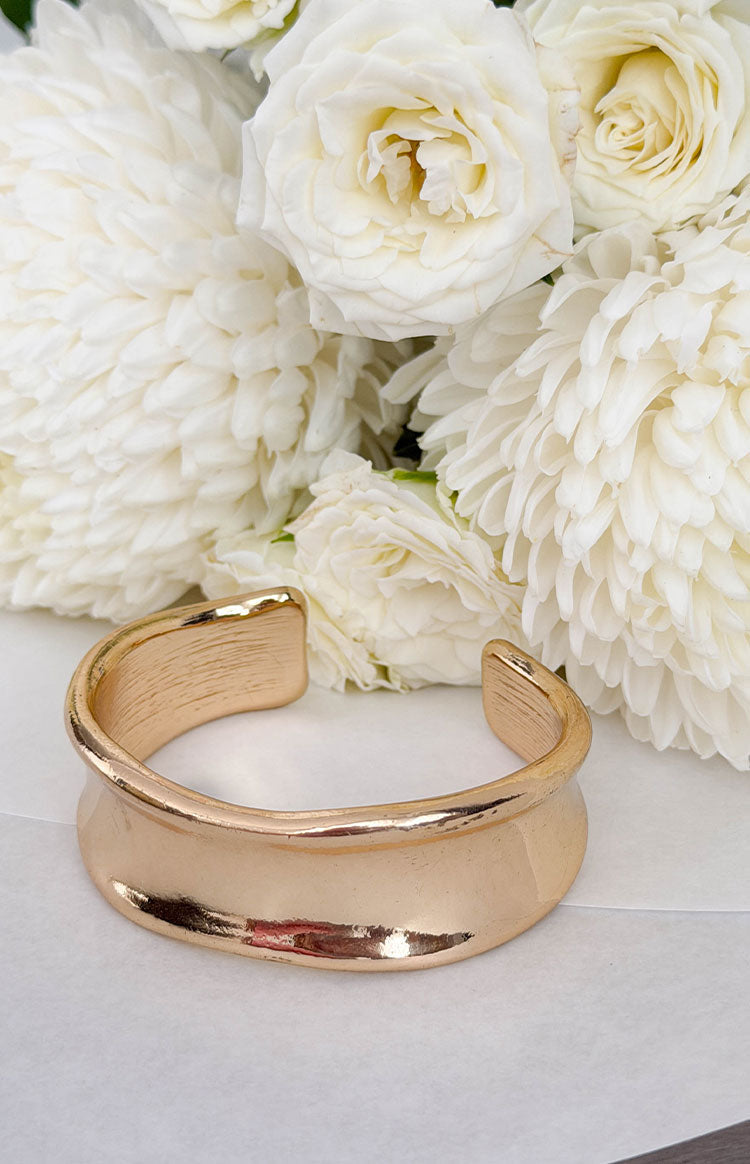 True Desire Gold Wavy Cuff Bangle Image