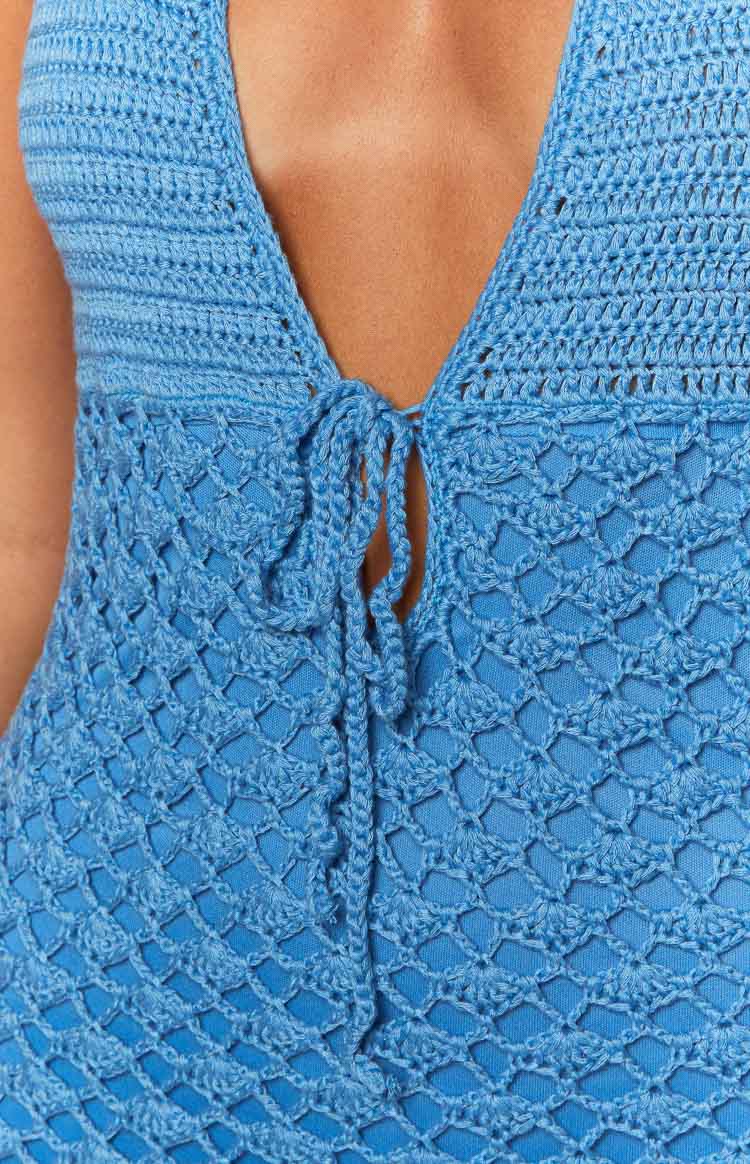 Tulip Blue Crochet Mini Dress | Beginning Boutique US Tulip Blue Crochet Mini Dress | Beginning Boutique US