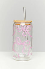 Twinkle Pink Bow Glass Tumbler