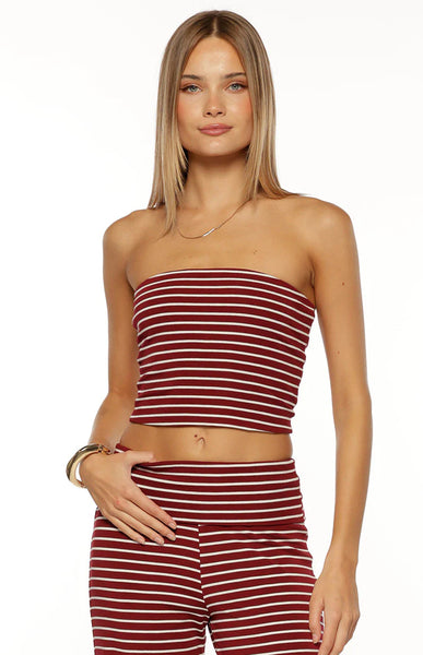 Vaeda Burgundy Stripe Strapless Tube Top - US 2