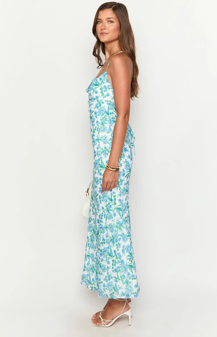 valentina maxi dress Valentina Blue Floral Maxi Dress