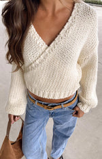 Verity Cream Knit Wrap Cardigan Image