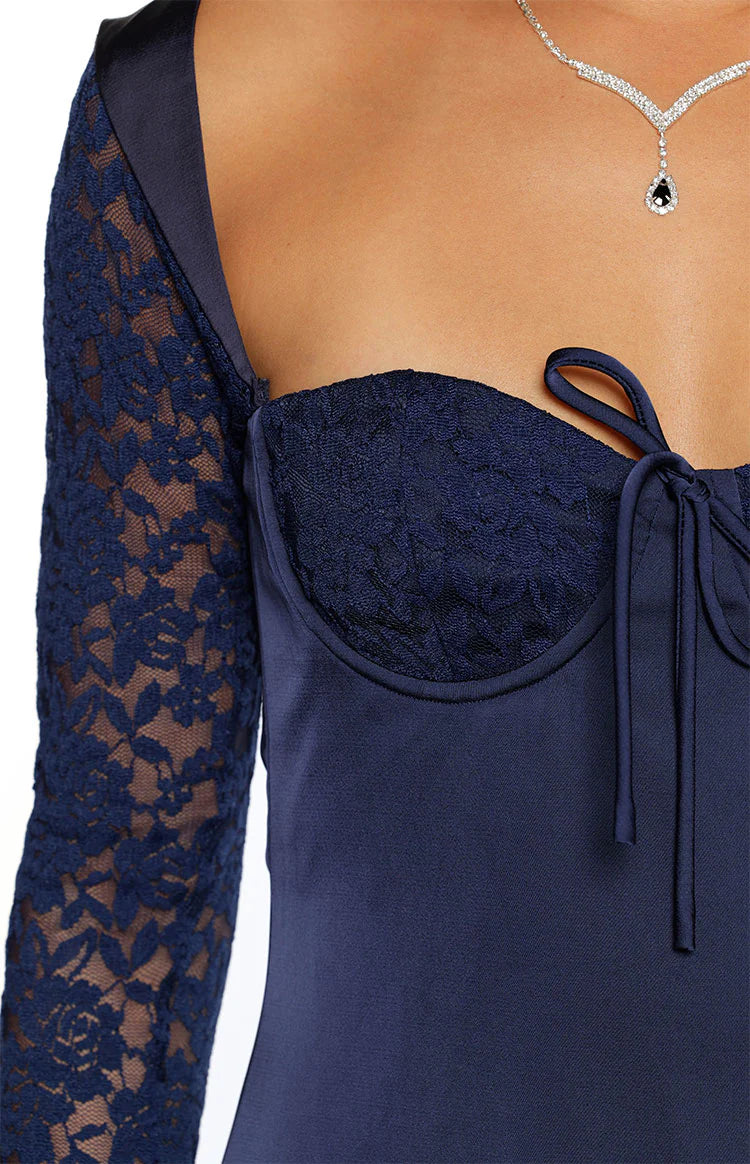 Verity Navy Lace Long SLeeve Mini Dress - 14 | Beginning Boutique Exclusive Verity Navy Lace Long SLeeve Mini Dress - 14 | Beginning Boutique Exclusive