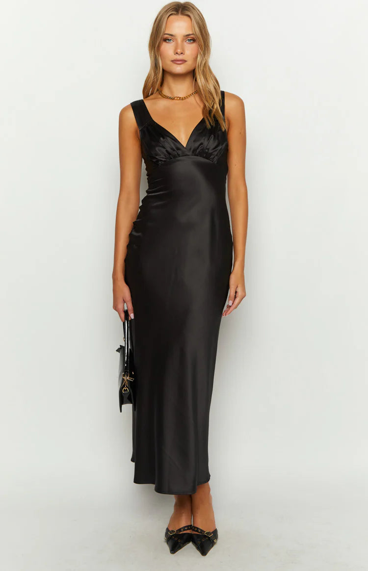 Verlaine Black Satin Maxi Dress | Beginning Boutique US 18 Verlaine Black Satin Maxi Dress | Beginning Boutique US 18