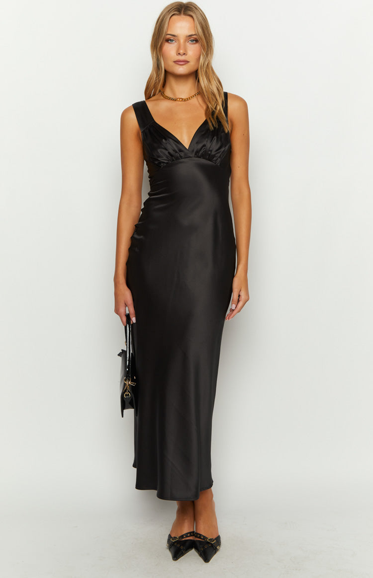 Verlaine Black Satin Maxi Dress | Beginning Boutique US 18 Verlaine Black Satin Maxi Dress | Beginning Boutique US 18