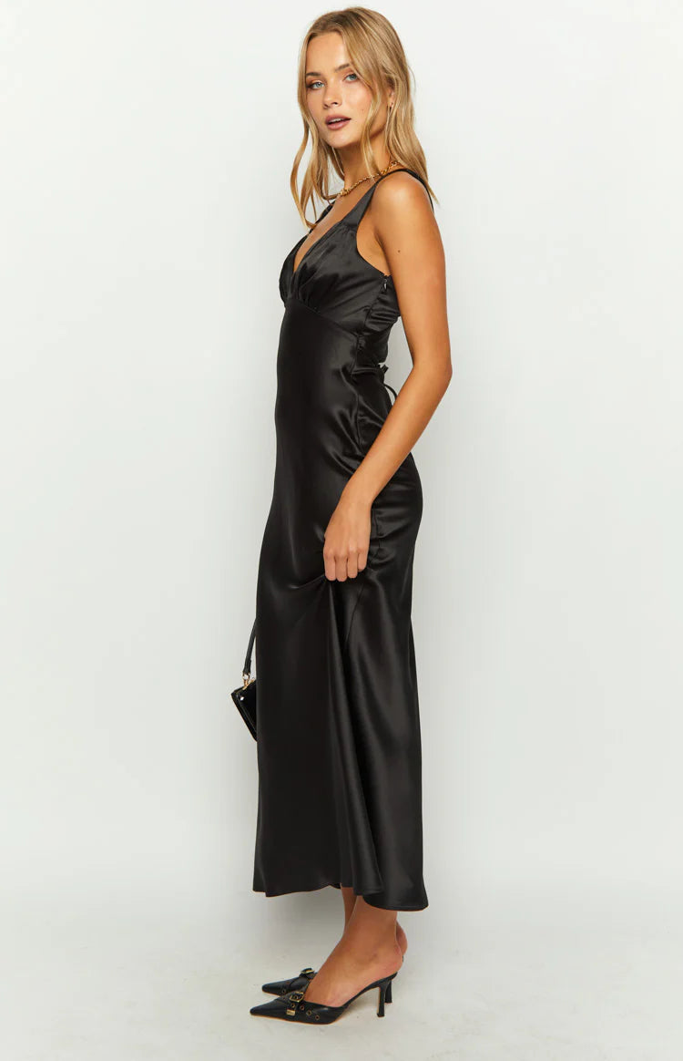 Verlaine Black Satin Maxi Dress | Beginning Boutique US 18 Verlaine Black Satin Maxi Dress | Beginning Boutique US 18