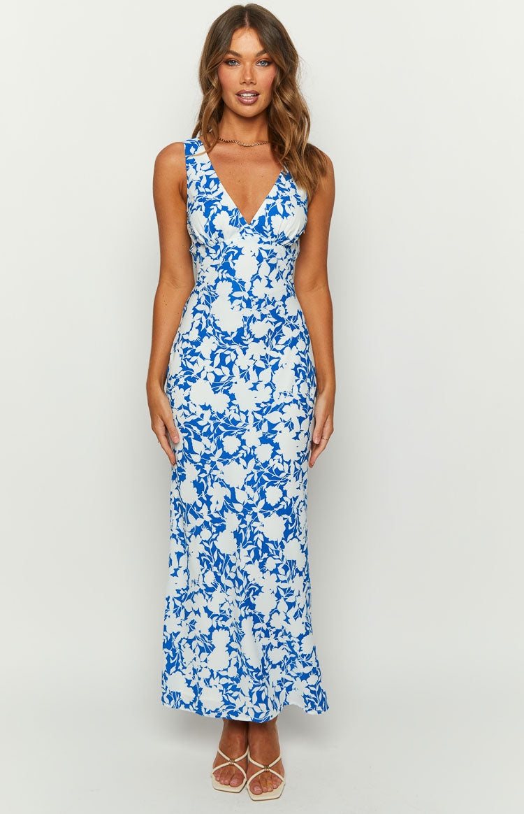 Verlaine Blue Floral Maxi Dress – Beginning Boutique US