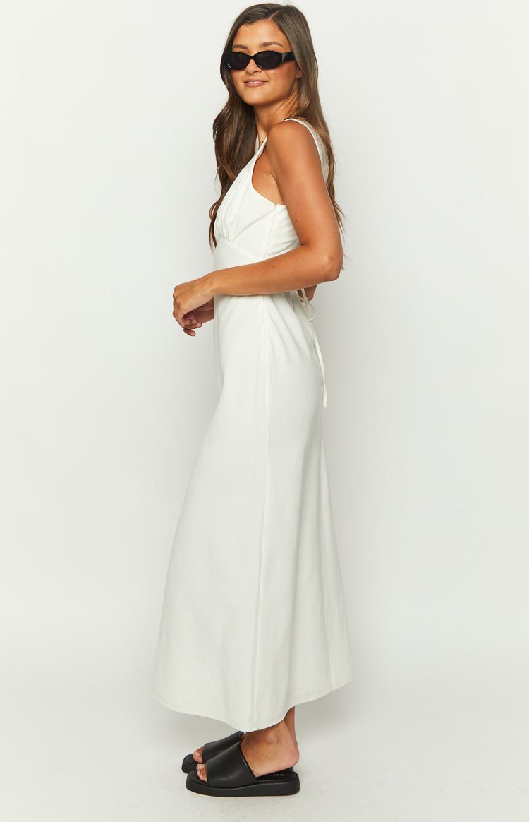 Verlaine White Linen Blend Maxi Dress Image