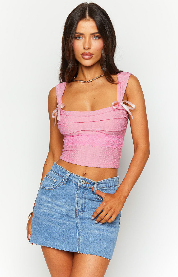 Vida Pink Bow Top | Beginning Boutique US