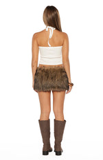 Viktor Brown Fur Mini Skirt Image
