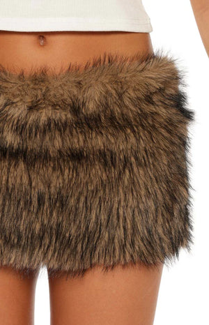 Viktor Brown Fur Mini Skirt