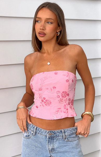 light pink tube top dress Taylor Strapless Tube Dress