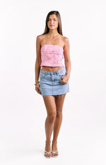 Vila Light Pink Strapless Beaded Top Image