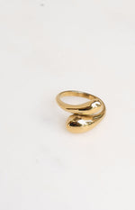 Beginning Boutique Wanda Gold Adjustable Wrap Ring gold adjustable wrap ring with two polished rounded ends