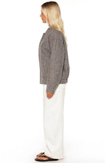 Warren Grey Boucle Button Up Bomber Jacket Image