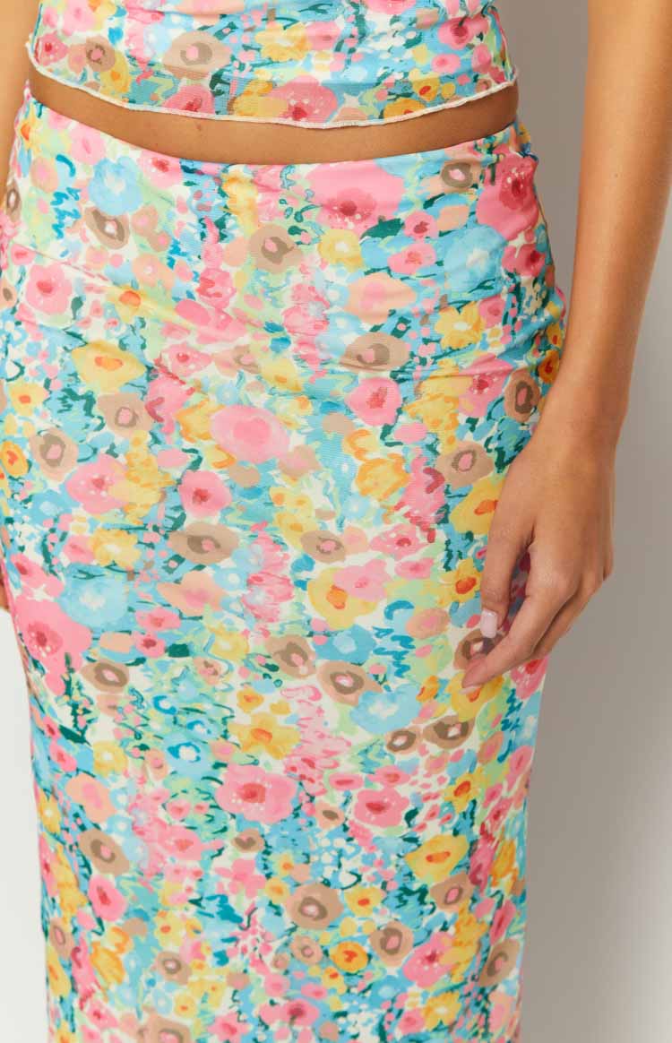 When in Rome Multi Floral Maxi Skirt Image