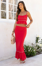 Wiatt Red Maxi Skirt Image