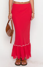 Wiatt Red Maxi Skirt Image