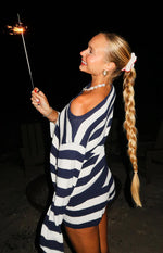 Willa Navy Stripe Knit Shorts - PRE ORDER