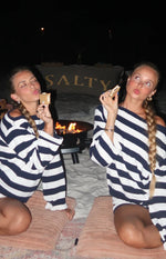 Willa Navy Stripe Knit Shorts