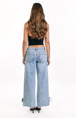 Willabelle Light Wash Denim Bow Hem Low Rise Jeans