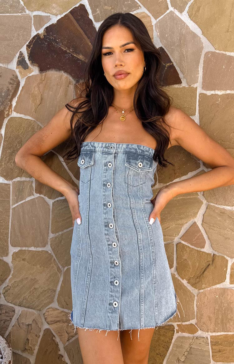 Wilma Blue Denim Corset Mini Dress - US 16 | Beginning Boutique exclusive Wilma Blue Denim Corset Mini Dress - US 16 | Beginning Boutique exclusive