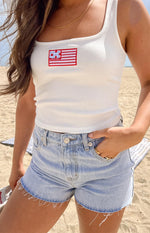 Winnie Star Light Wash Denim Shorts Image