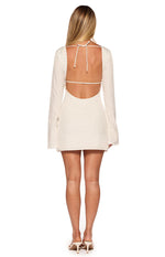 Winston White Polka Dot Long Sleeve Mini Dress