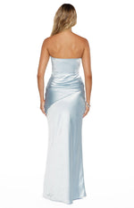 Wren Blue Satin Strapless Maxi Dress Image