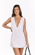Wynn White Linen Shift Mini Dress Image