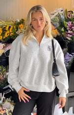 Yazmin Grey Marl Quarter Zip Jumper