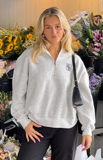 Yazmin Grey Marl Quarter Zip Jumper Image