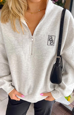 Yazmin Grey Marl Quarter Zip Jumper Image