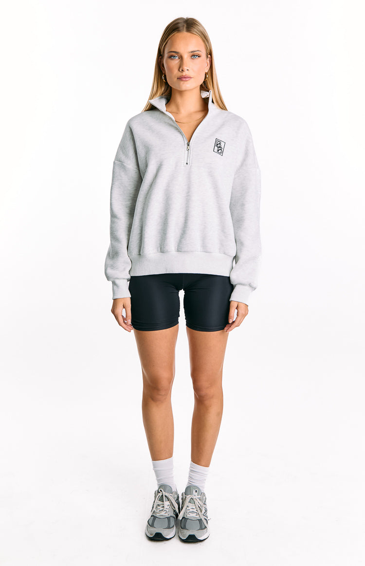 Yazmin Grey Marl Quarter Zip Jumper