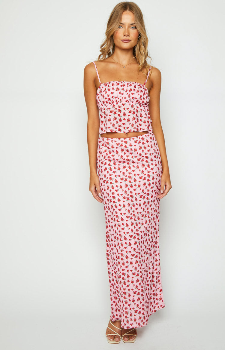 Yesterday Pink Floral Maxi Skirt – Beginning Boutique US