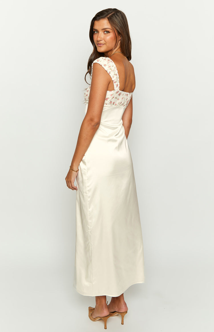 Yolandah Cream Chiffon Maxi Dress - US 18 | Beginning Boutique exclusive Yolandah Cream Chiffon Maxi Dress - US 18 | Beginning Boutique exclusive
