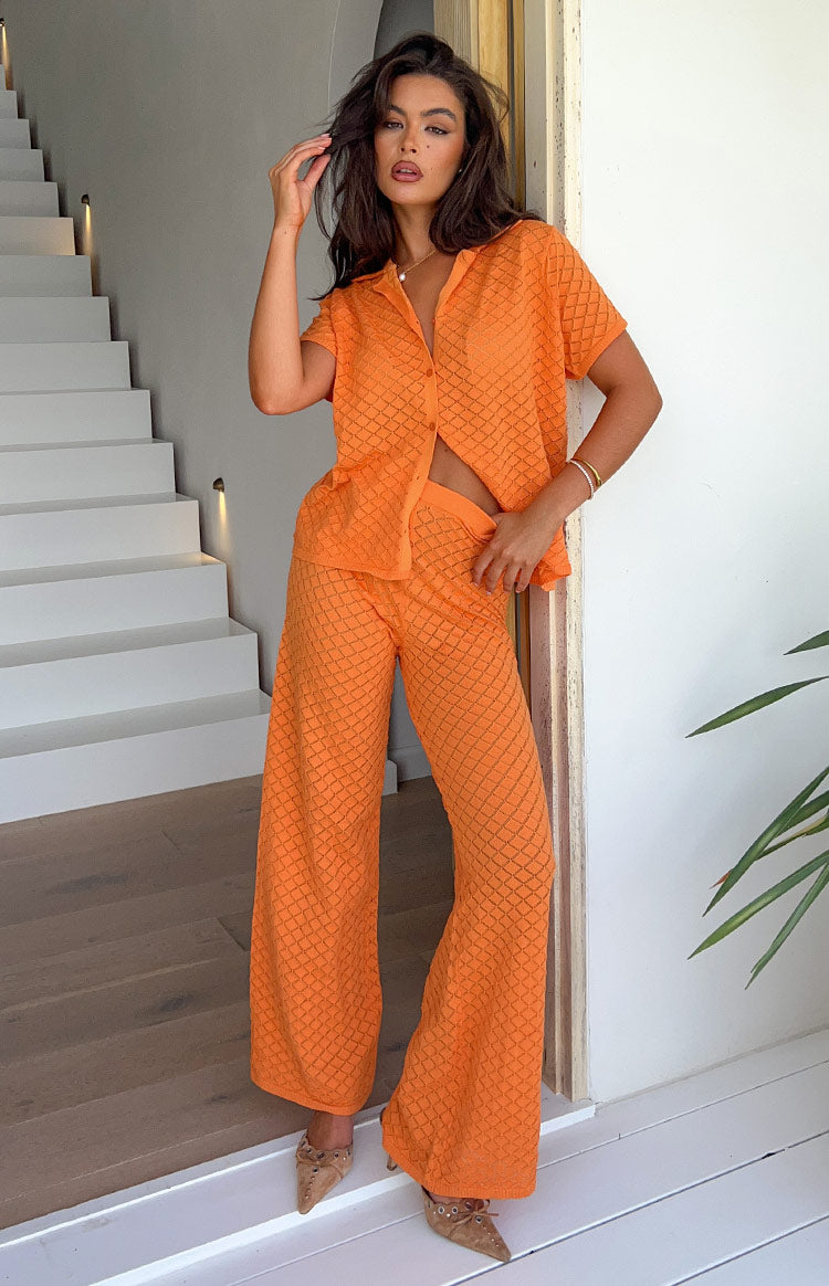 Zaida Orange Knit Pants Image