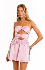 Zander Pink Strapless Cut Out Party Mini Dress Image