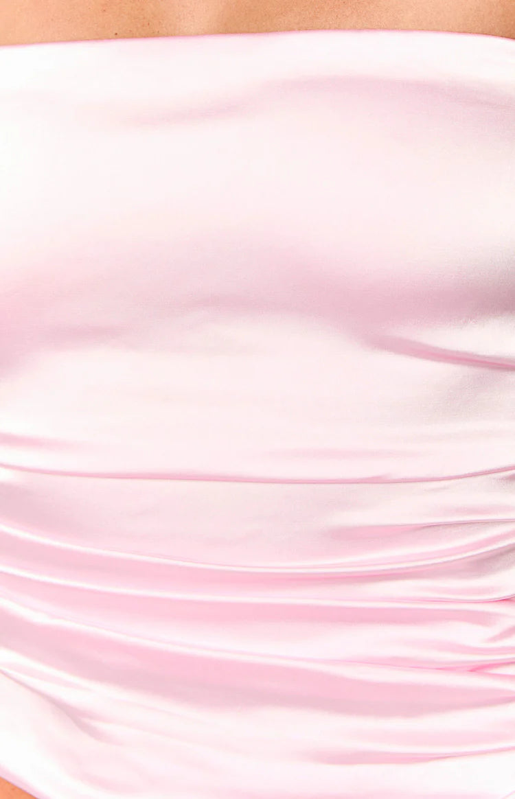Zaylee Pink Strapless Satin Top