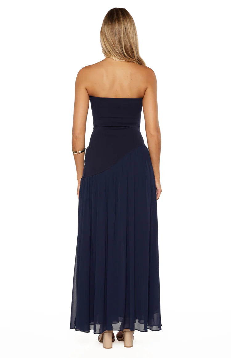 Zelia Strapless Navy Maxi Dress - US 0 | Beginning Boutique Exclusive Zelia Strapless Navy Maxi Dress - US 0 | Beginning Boutique Exclusive