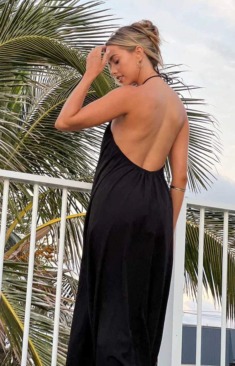 Ziggy Black Halter Neck Maxi Dress - US 14 | Beginning Boutique exclusive Ziggy Black Halter Neck Maxi Dress - US 14 | Beginning Boutique exclusive