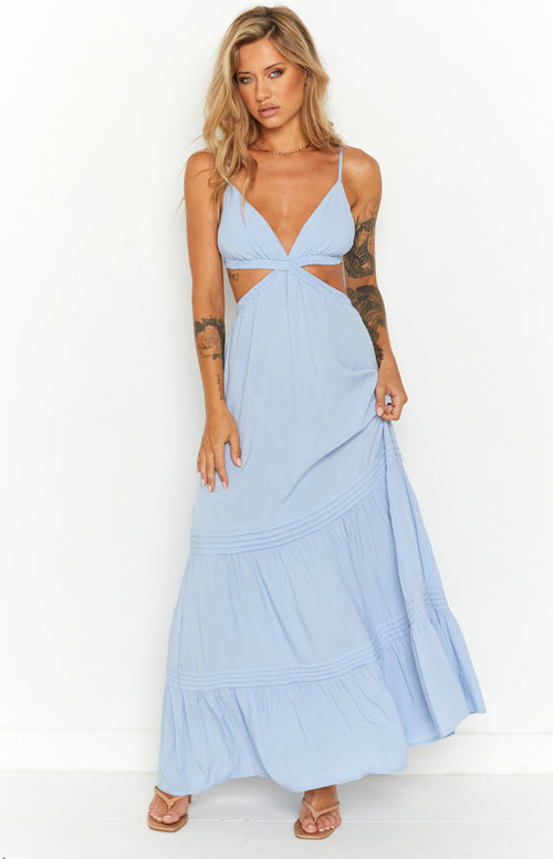 Cove Blue Cutout Maxi Dress – Beginning Boutique US