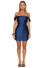 Zoella Tall Fit Navy Off The Shoulder Mini Dress Image