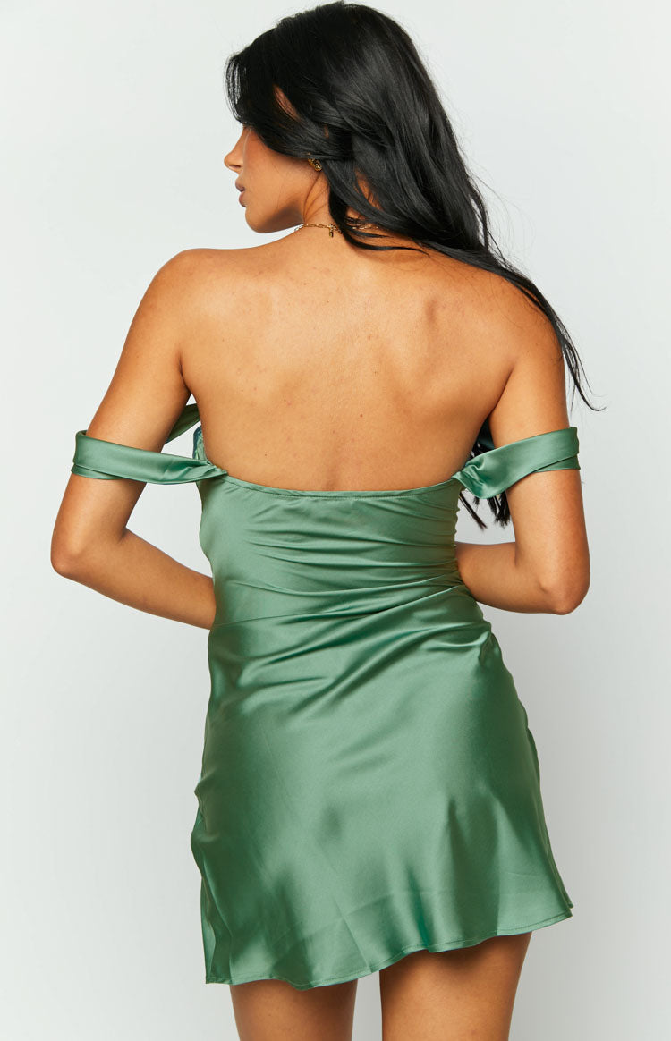 Zoella Green Off The Shoulder Mini Dress - US 0 | Beginning Boutique Exclusive Zoella Green Off The Shoulder Mini Dress - US 0 | Beginning Boutique Exclusive