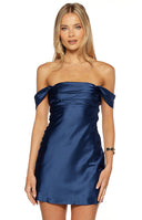 Zoella Tall Fit Navy Off The Shoulder Mini Dress