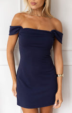 Zoella Navy Off The Shoulder Crepe Mini Dress Image