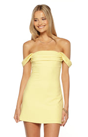 Zoella Yellow Off The Shoulder Crepe Mini Dress